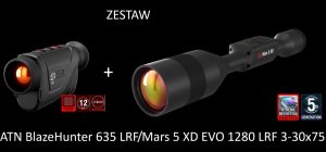 Zestaw Mars 5 XD EVO 1280 LRF 3-30x75 + ATN BlazeHunter 635 LRF Promocja 2w1
