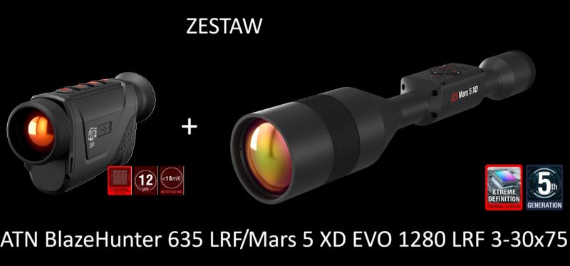 Zestaw Mars 5 XD EVO 1280 LRF 3-30x75 + ATN BlazeHunter 635 LRF Promocja 2w1