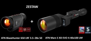 Zestaw ATN Mars 5 XD EVO 4-40x100 LRF + ATN BlazeHunter 650 LRF 3.5–28x 50 Promocja 2w1